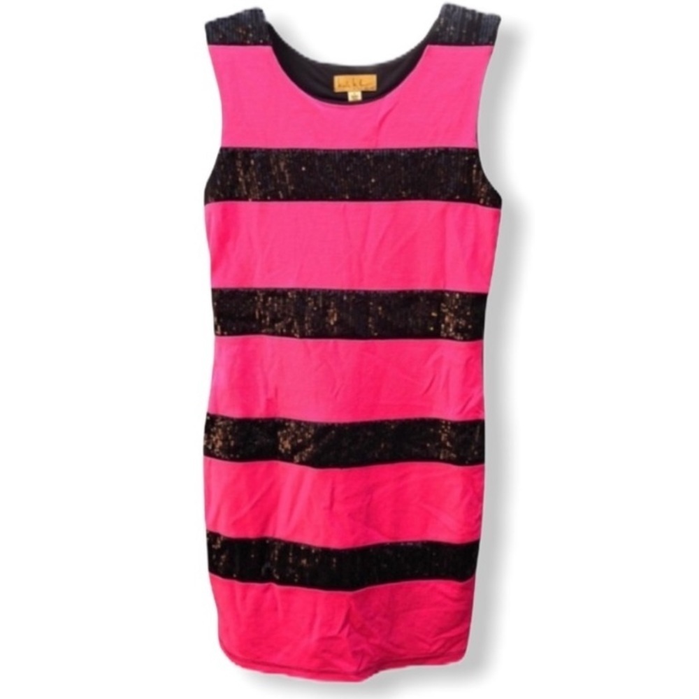 Nicole‎ Miller Striped Sleeveless Sequin Dress